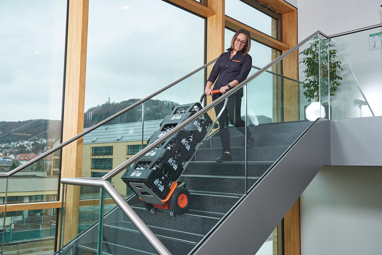 Easily transport crates of drinks to the upper floor